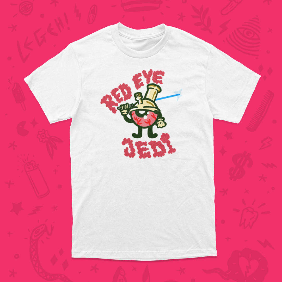 Red Eye Jedi Character Logo Chest Print PINK